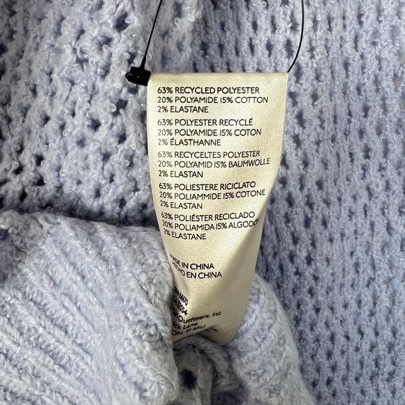 Free People Snowdrift Blue Open Weave Crochet Frill Cuff Collar Sweater - Picture 6 of 8